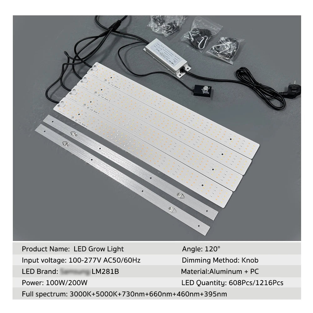 Led Grow Light Full Spectrum LM281B 100W 200W Growing Lamp with Dimmable Switch for Indoor Plants Greenhouse Seedling Hydroponic