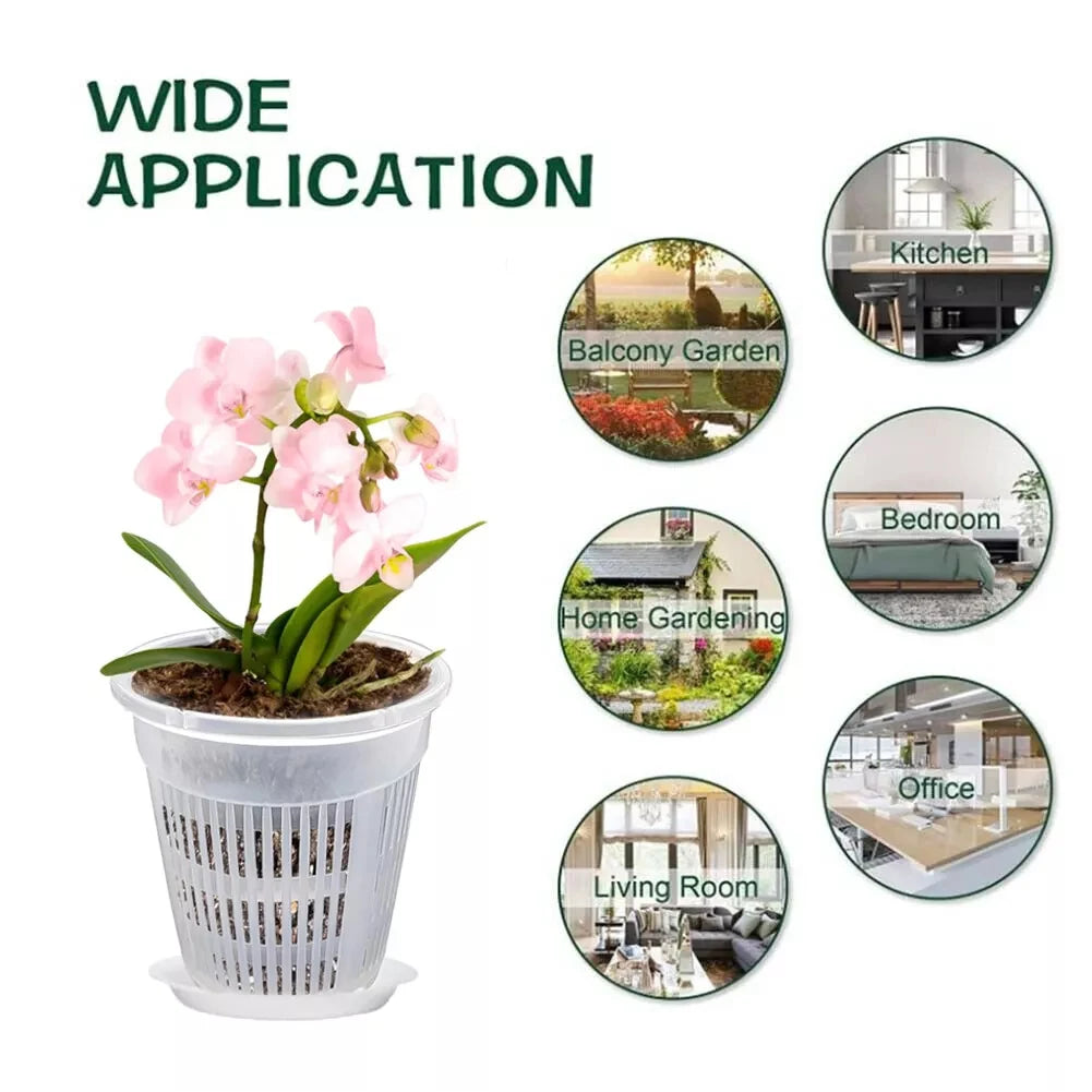 5pcs Orchid Dirt Pot With Saucers Plastic Drainage | Hydro ATL