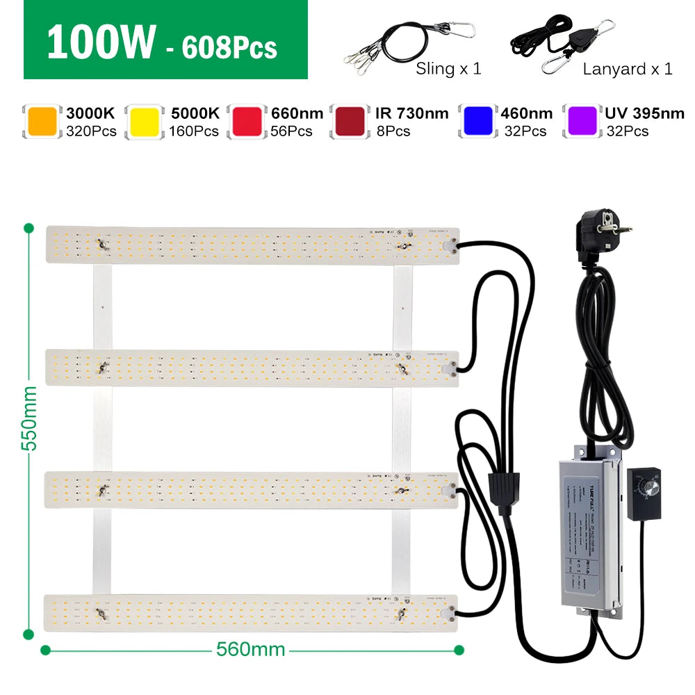 Led Grow Light Full Spectrum LM281B 100W 200W Growing Lamp with Dimmable Switch for Indoor Plants Greenhouse Seedling Hydroponic