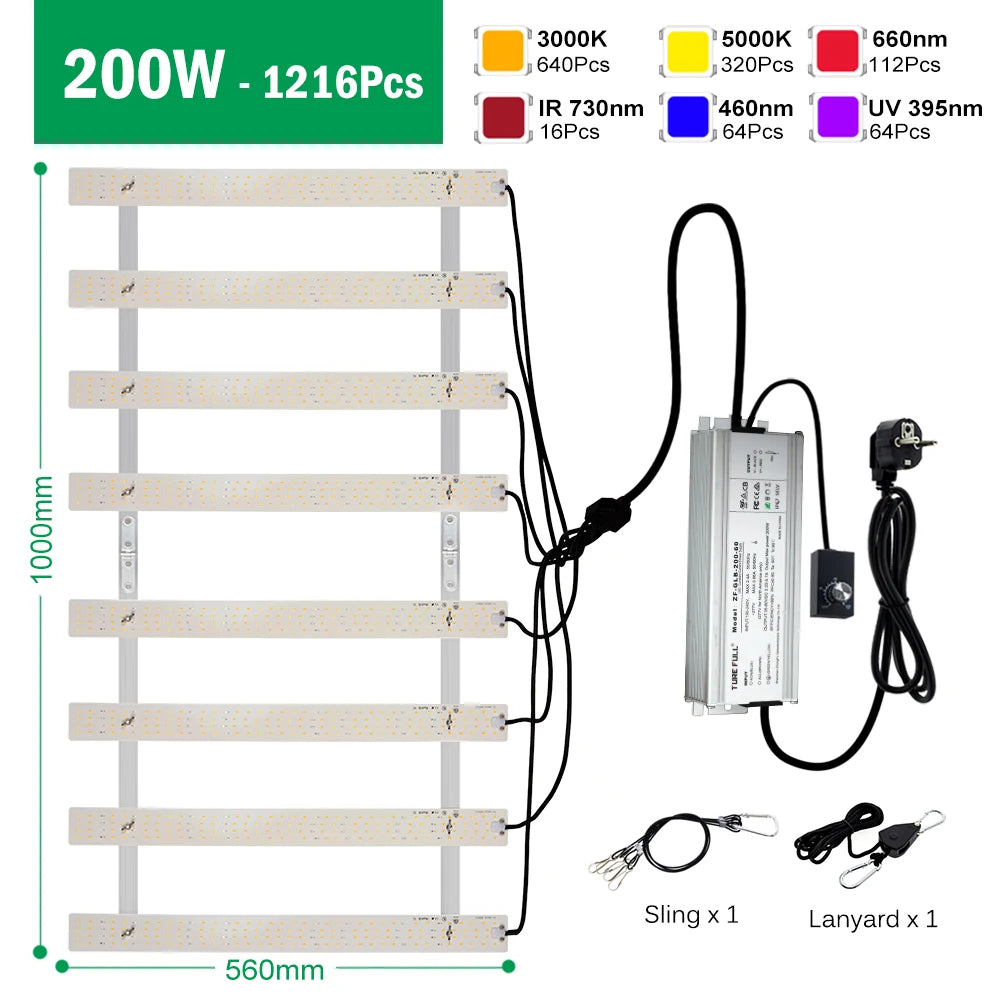 Led Grow Light Full Spectrum LM281B 100W 200W Growing Lamp with Dimmable Switch for Indoor Plants Greenhouse Seedling Hydroponic