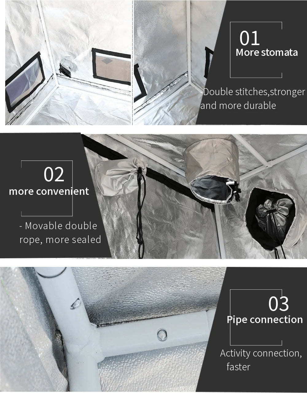 Growbox 2-in-1 600D Grow tent Complete kit Indoor