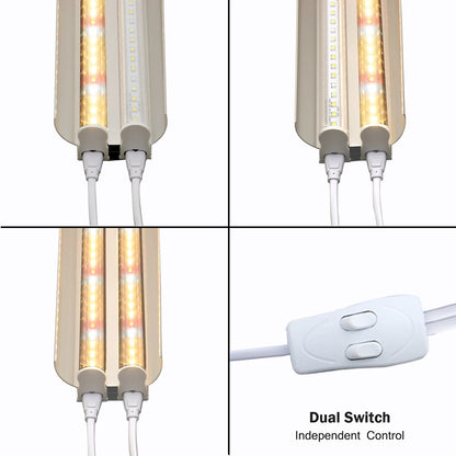 LED Grow Lights 200W Full Spectrum Growing LED Lamp Lighting 50cm Double Tube Plant Chandelier for Hydroponic Indoor Plants
