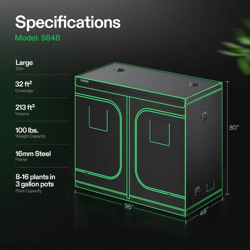 4x8 Grow Tent 96"x48"x80" Mylar with Window & Tray | Hydro ATL