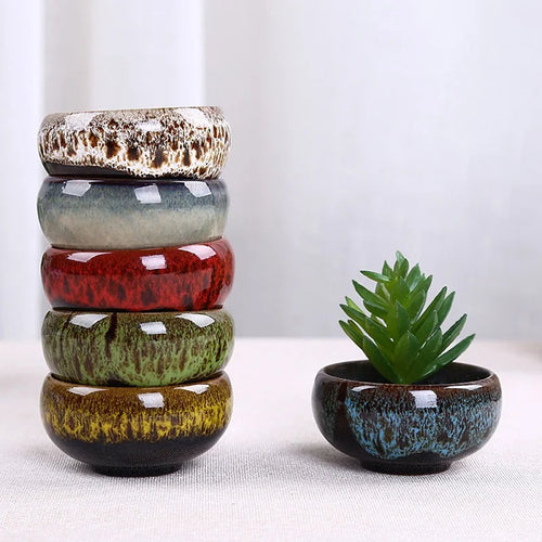 Ceramic Bonsai Flowing Glaze Orchid Dirt Pots | Hydro ATL
