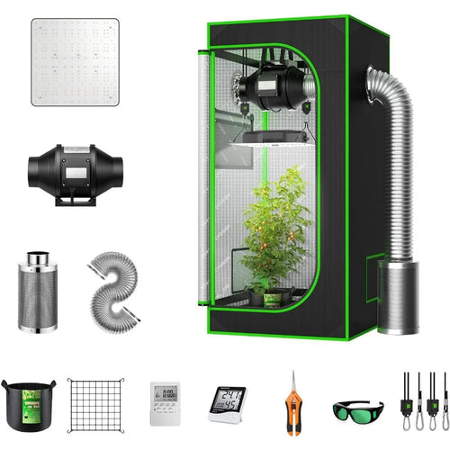 4x4 ft Grow Tent Kit with 6" Inline Fan & LED Lights | Hydro ATL