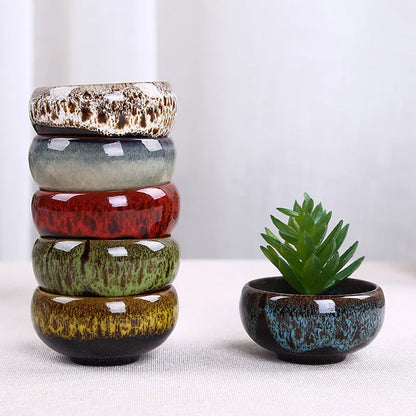 Ceramic Bonsai Flowing Glaze Orchid Dirt Pots | Hydro ATL