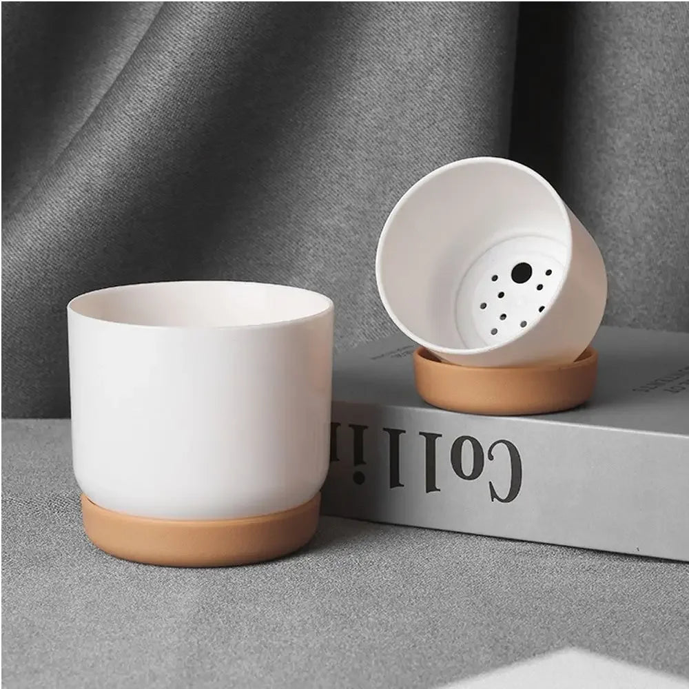 Small White Plastic Flower Dirt Pot for Plants | Hydro ATL